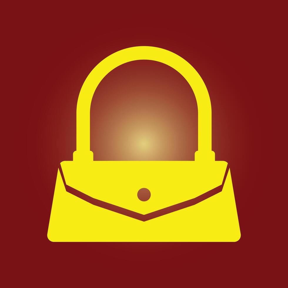 A yellow purse icon on a red background vector