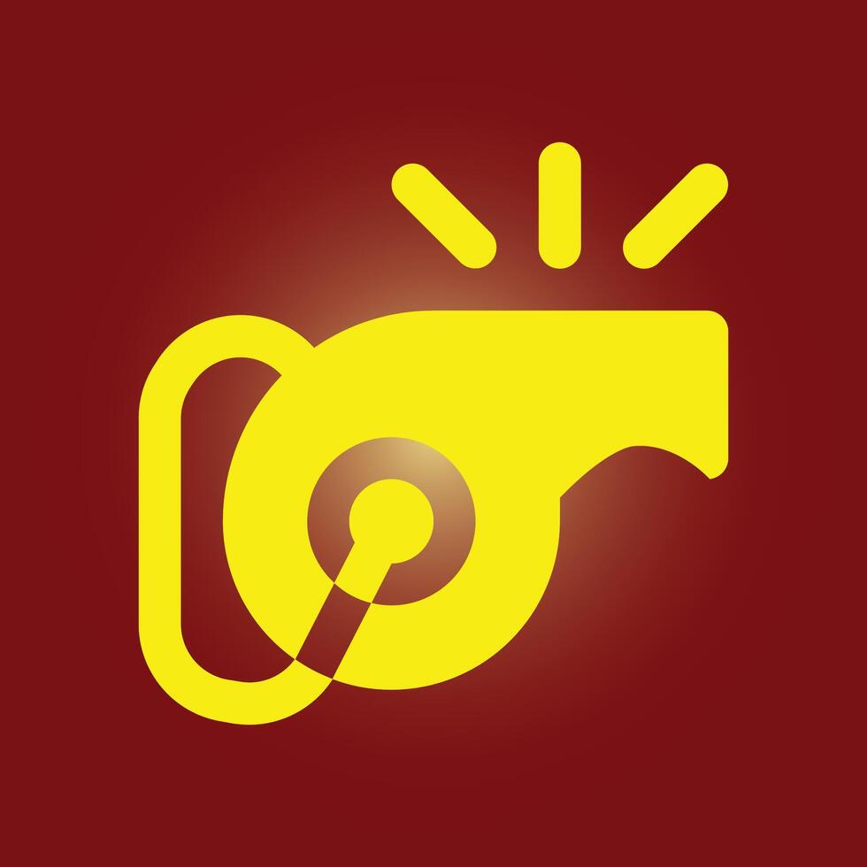 A yellow whistle icon on a red background vector
