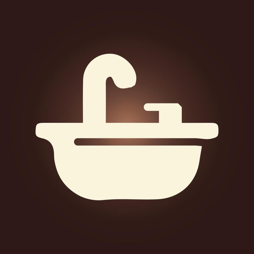 A white bathroom sink icon on a brown background vector