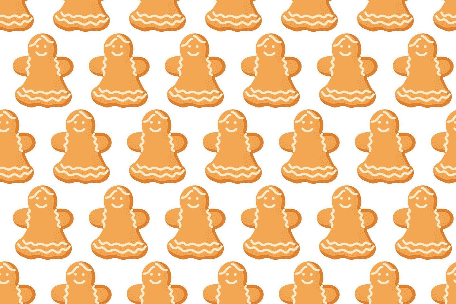 Pattern of cheerful gingerbread cookies displayed on a white background in festive arrangement vector