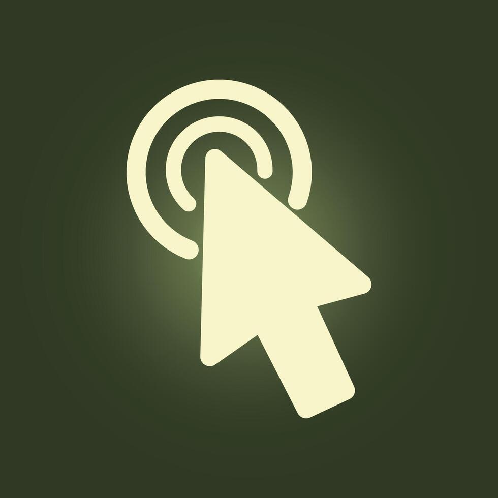 A white mouse cursor pointing to a green background vector