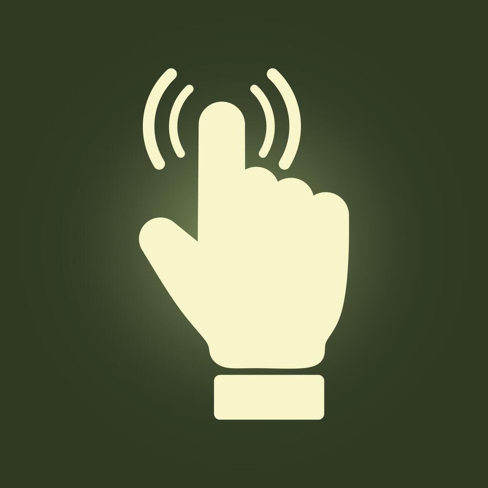 A hand with a finger touching a touch screen vector