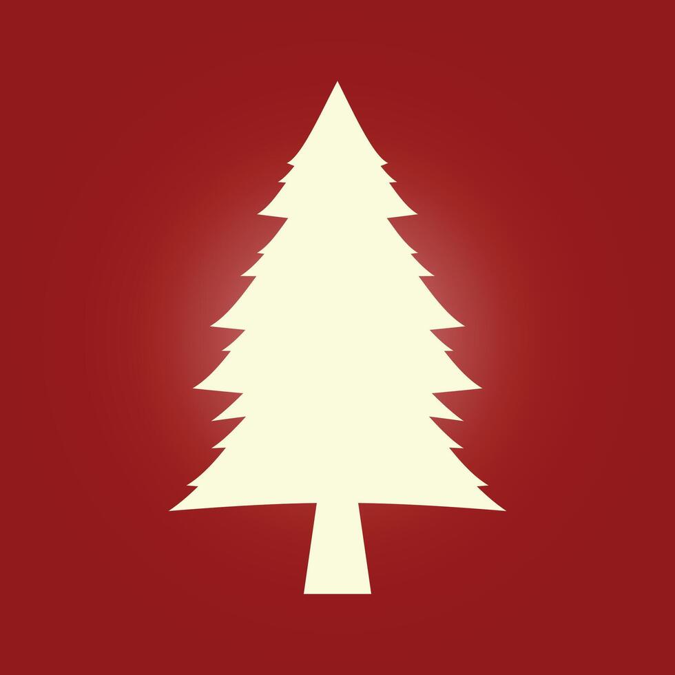 Christmas tree icon on red background vector