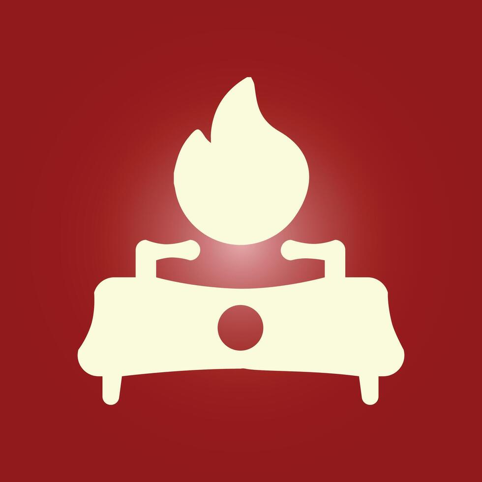 A red background with a white fire icon vector