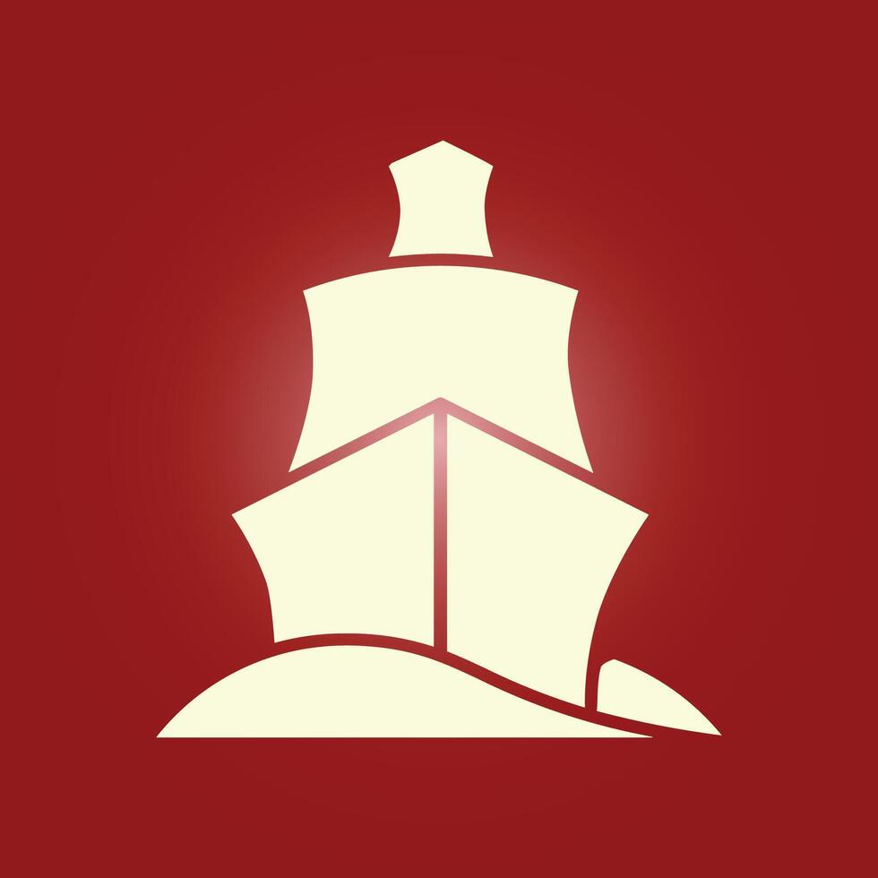 A red and white logo for a ship vector