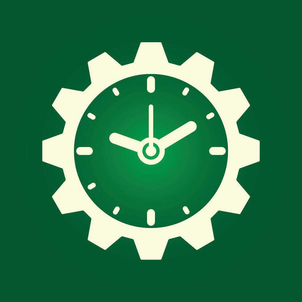 A green clock icon on a green background vector