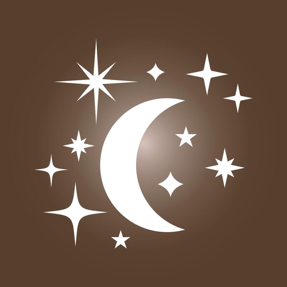 Moon and stars trendy artwork cute abstract illustration colorful applicable design vector