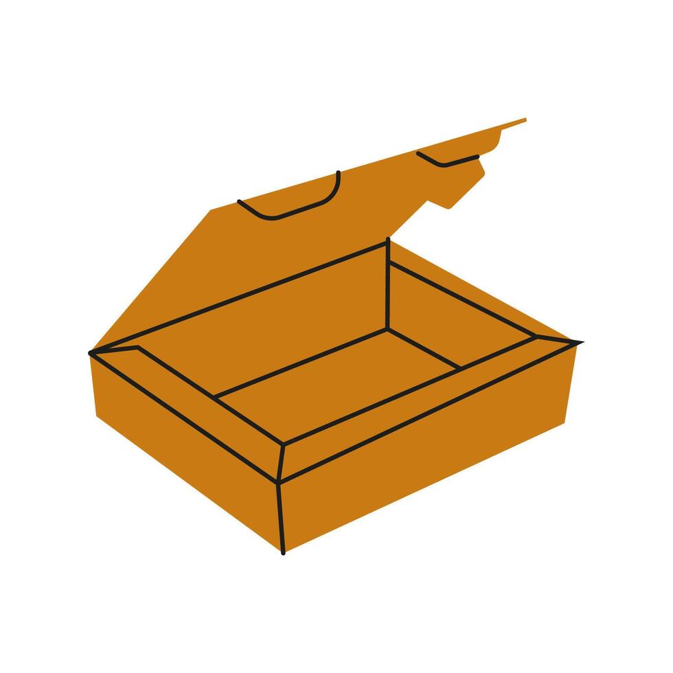 Open cardboard box on a white backdrop displaying storage for various items vector