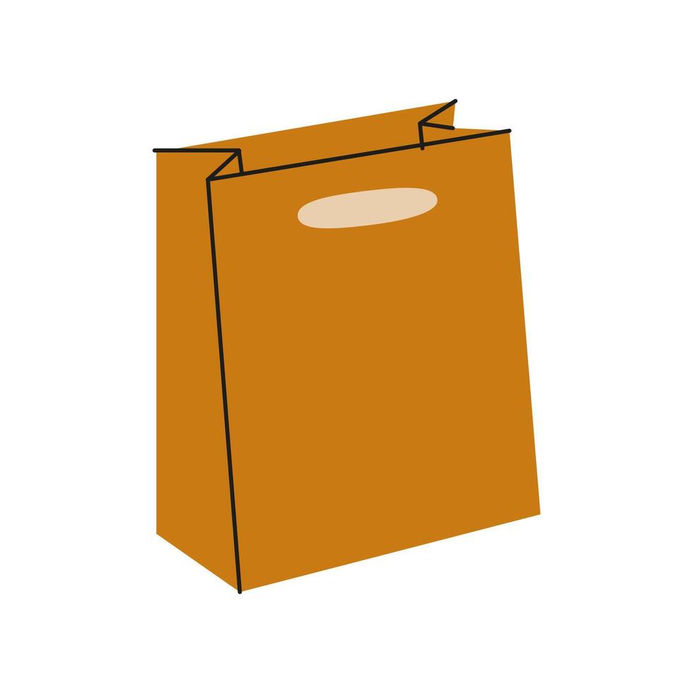 A simple brown paper bag with handles, often used for shopping or carrying goods vector