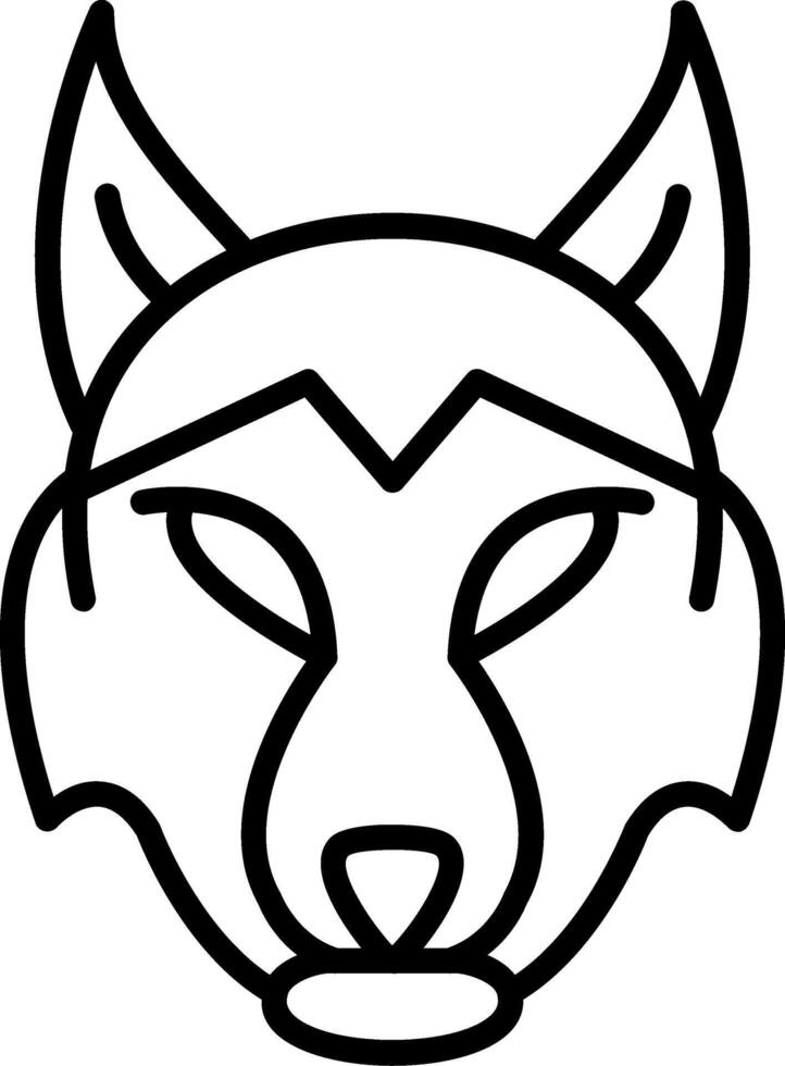 A black and white drawing of a wolf head vector