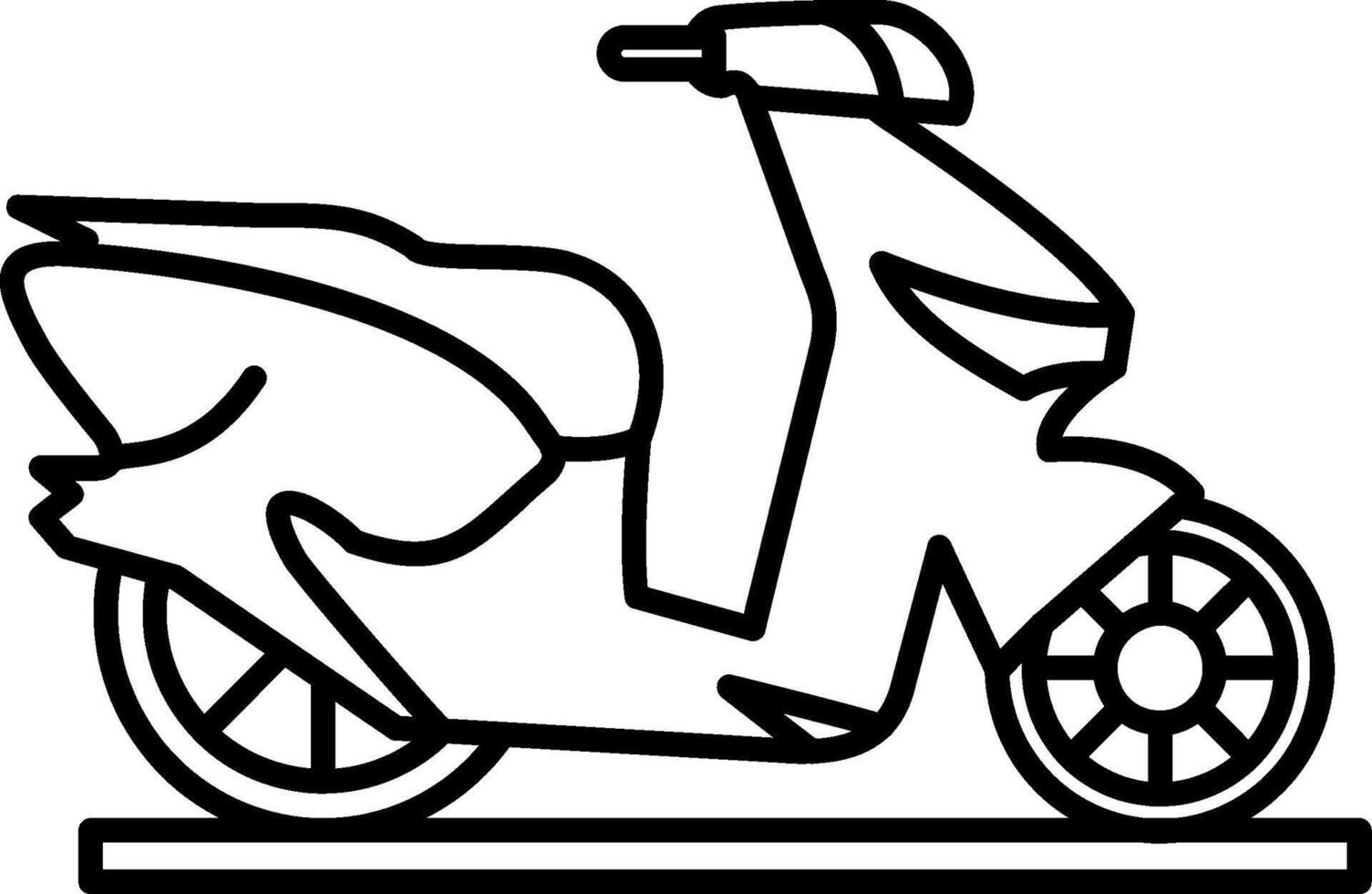 A black and white drawing of a scooter vector