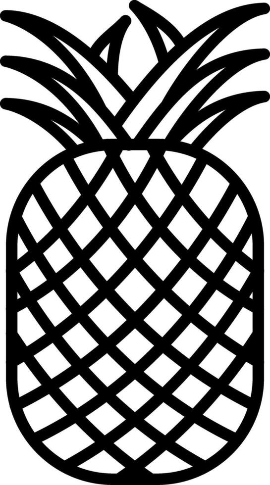A pineapple is shown in black and white vector