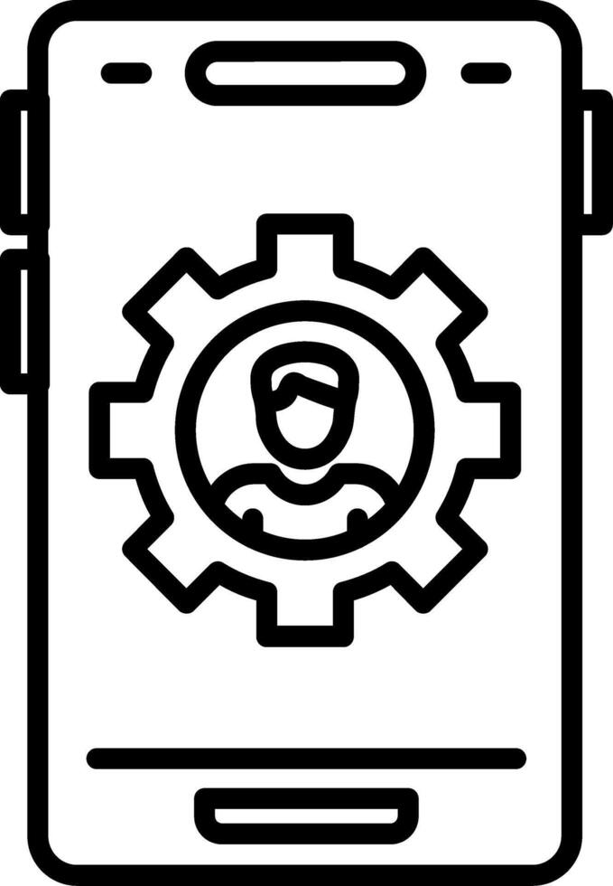 A black and white illustration of a person in a gear wheel vector