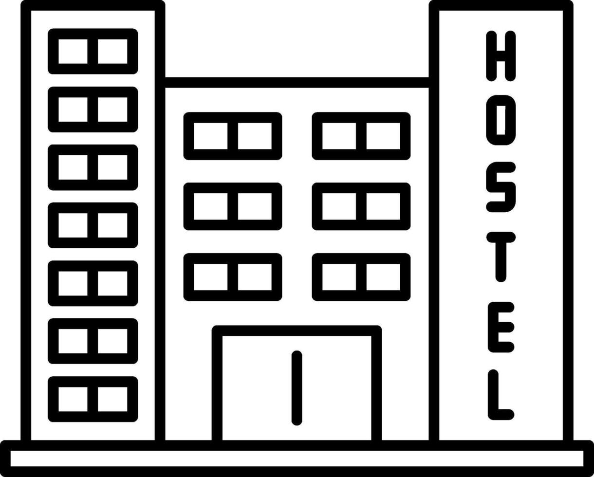 A black and white drawing of a hotel vector