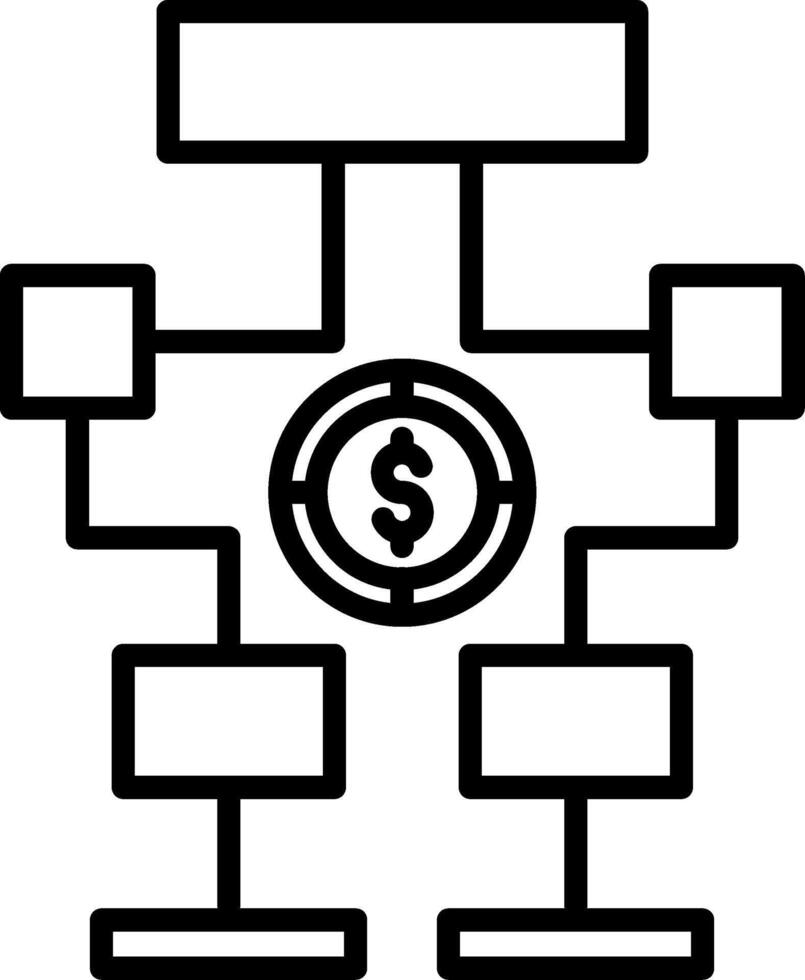 A black and white icon of a business structure vector
