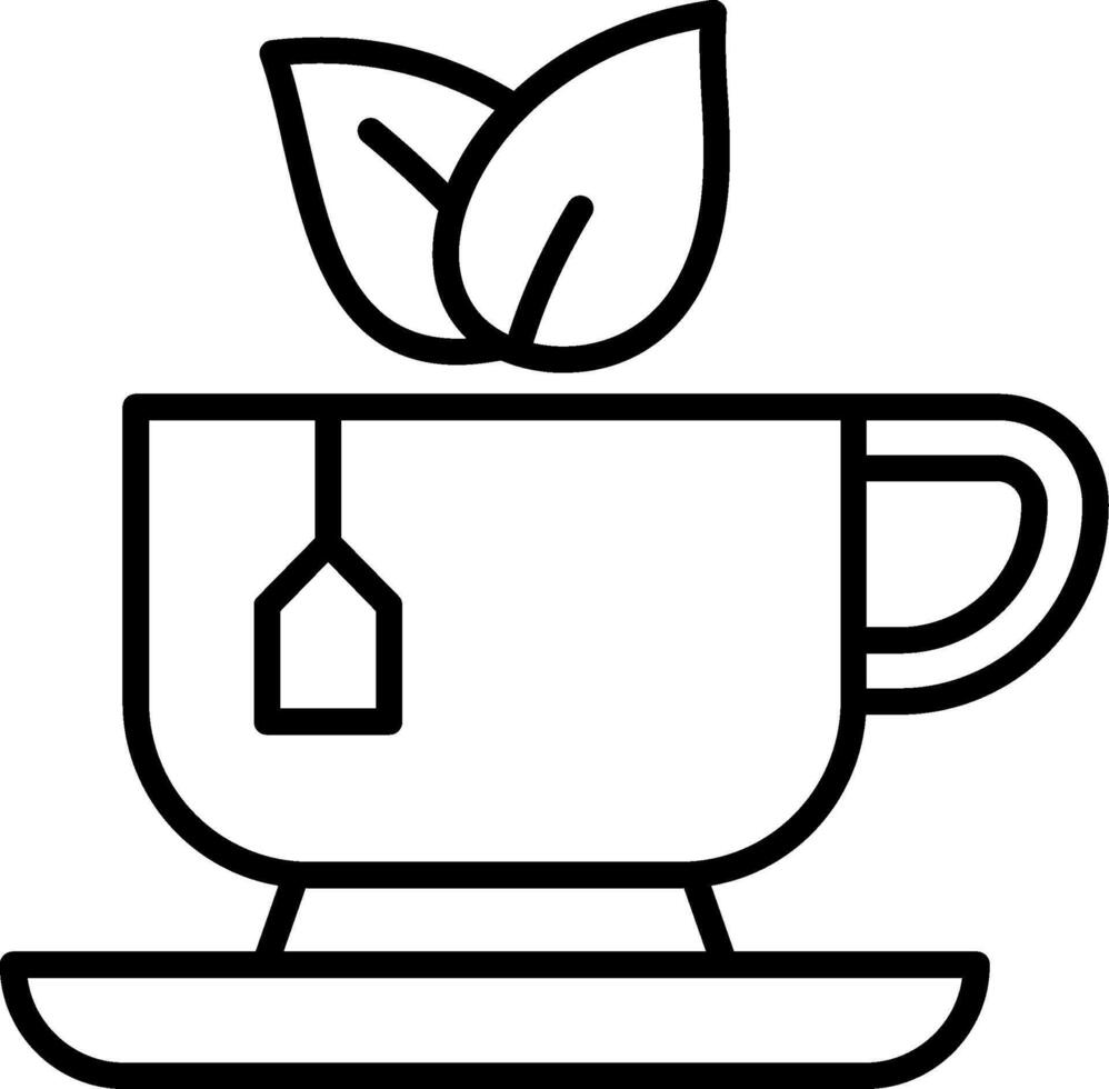 Tea cup with leaves icon vector