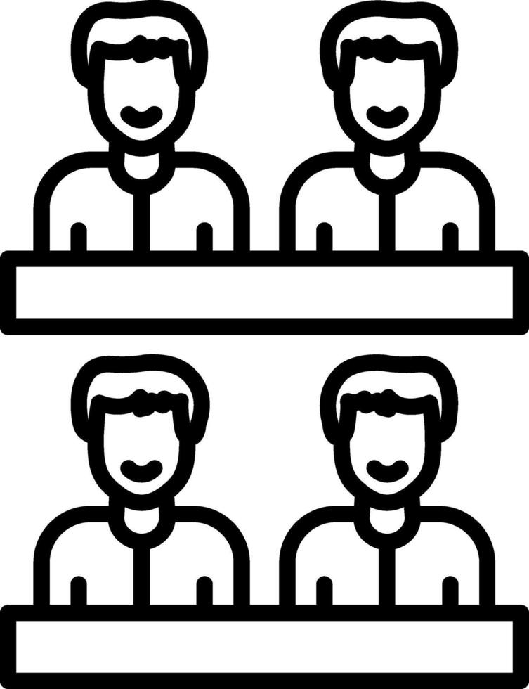 Three people sitting at a table with one person in the middle vector