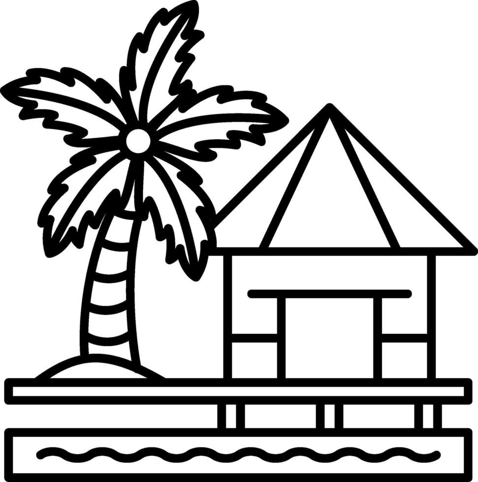 Tropical island coloring page vector