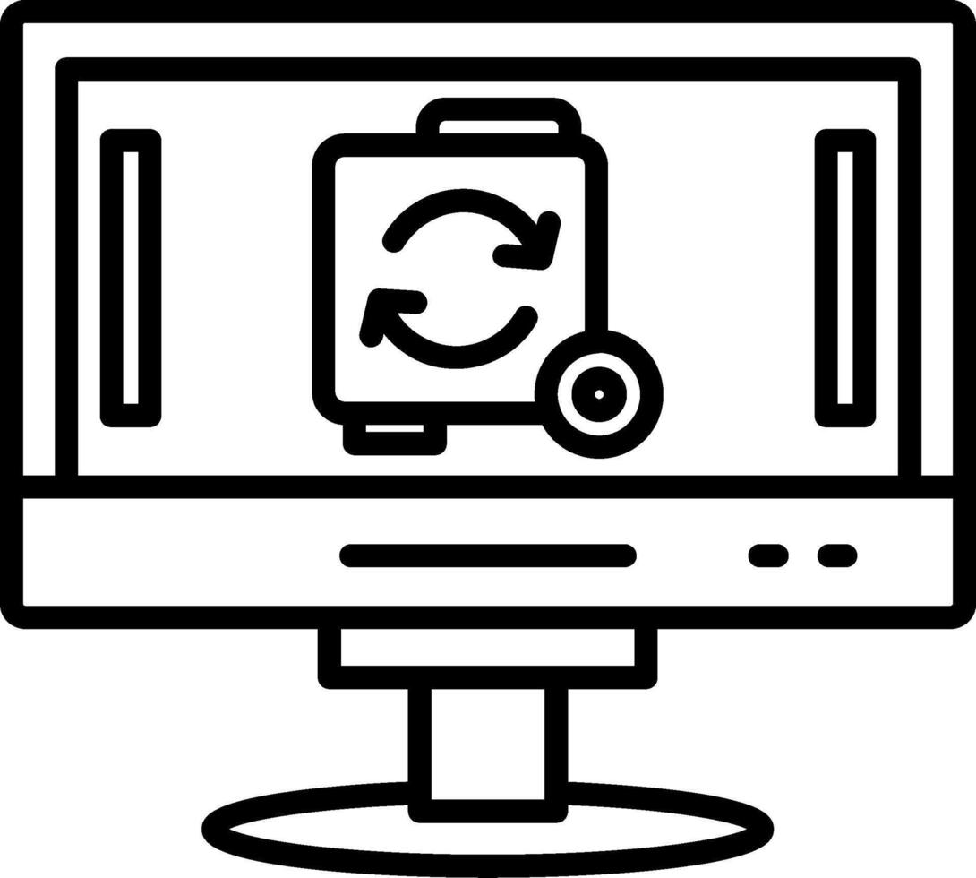 A computer monitor with a computer icon on it vector