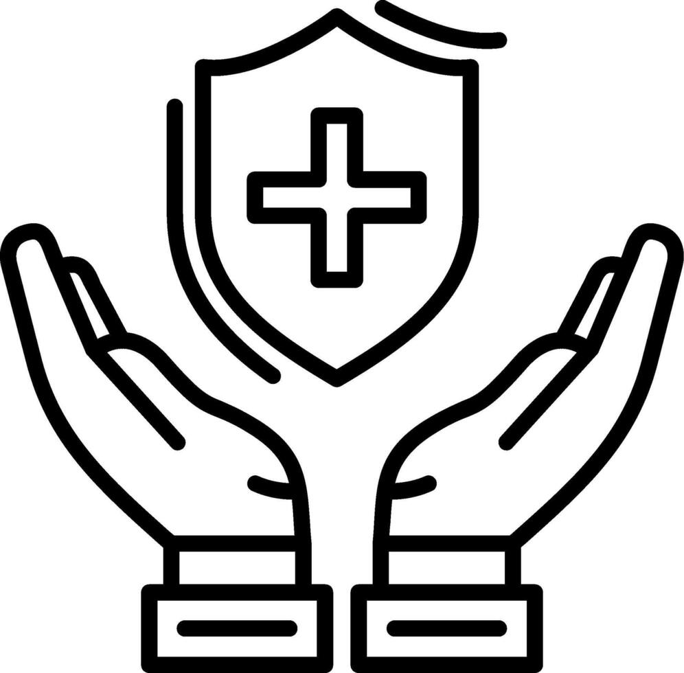 Hands holding a shield with a cross on it vector