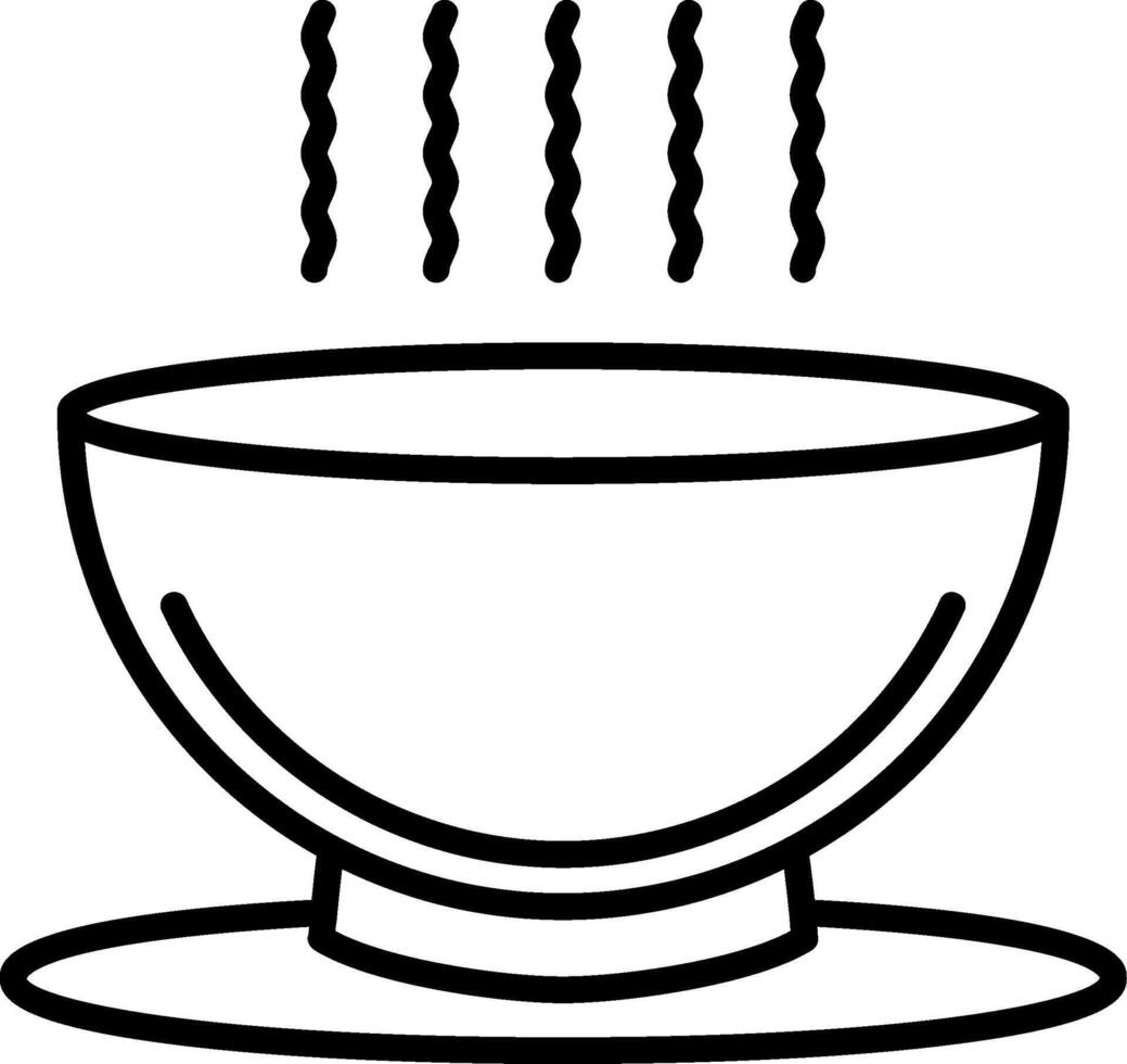 A black and white drawing of a bowl with steam coming out of it vector