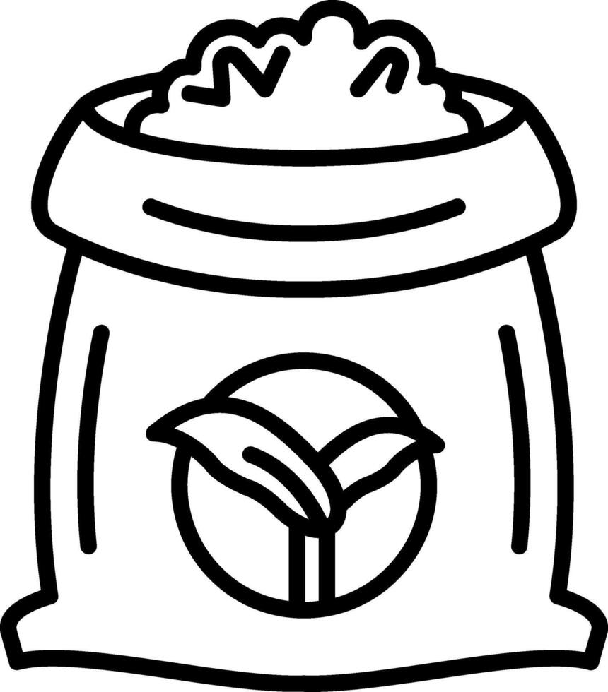 A black and white drawing of a bag of rice vector