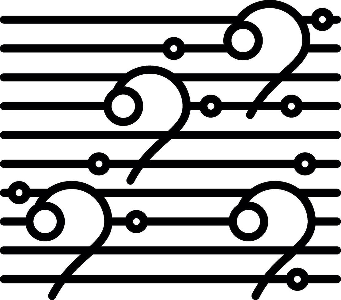 A black and white illustration of a musical note vector
