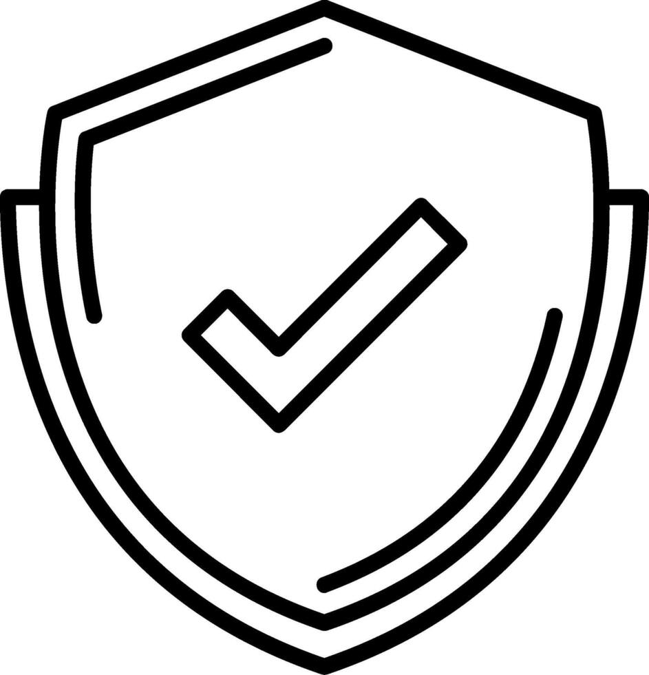 A black and white illustration of a shield with a tick vector