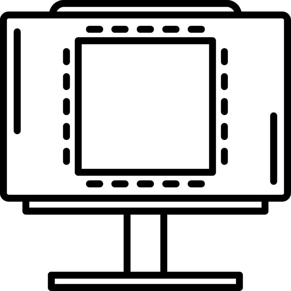 A computer monitor with a square frame on it vector
