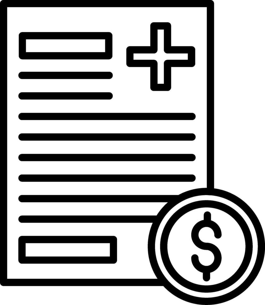 A document with a dollar coin and a cross vector