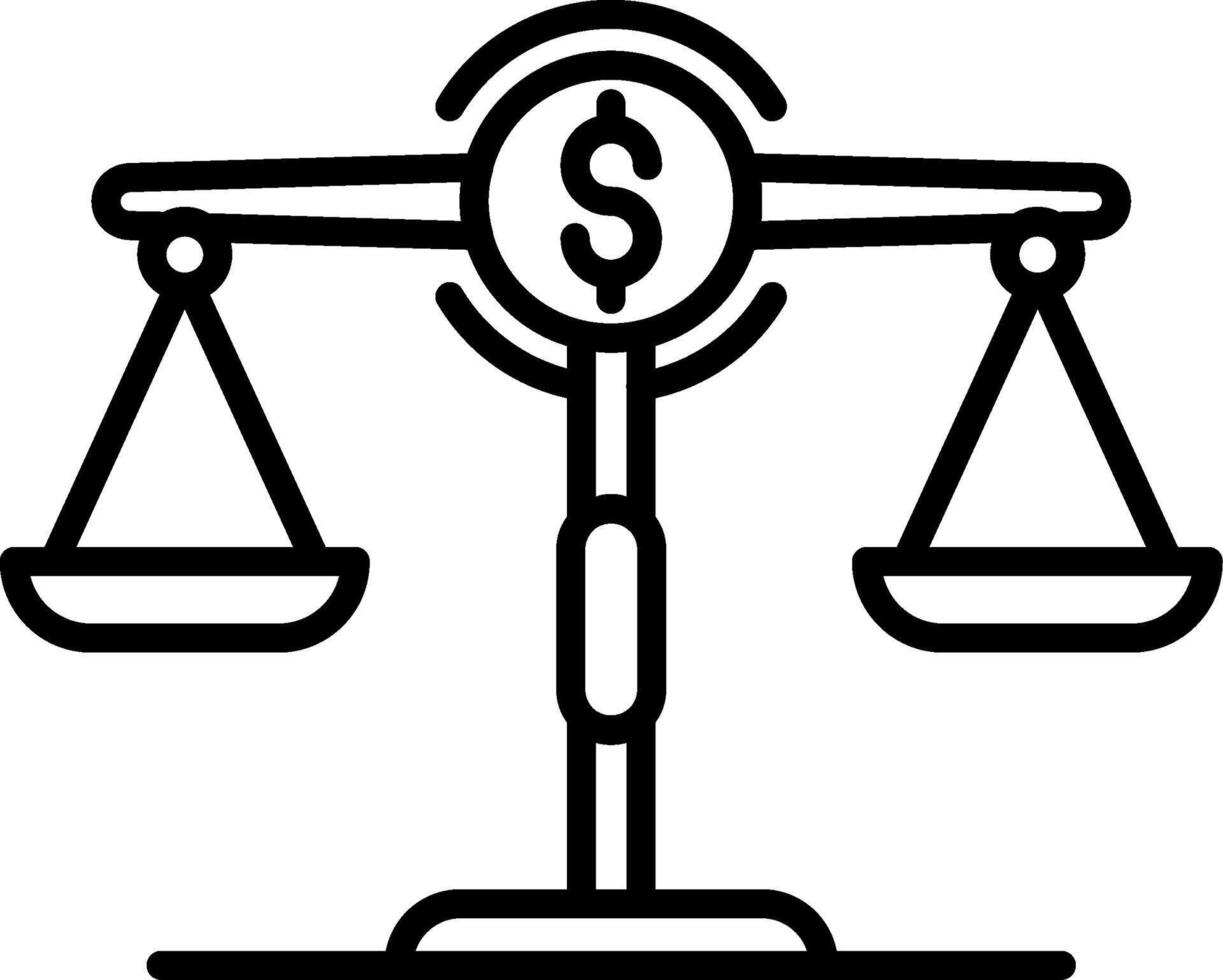A balance scale with money and a dollar sign vector