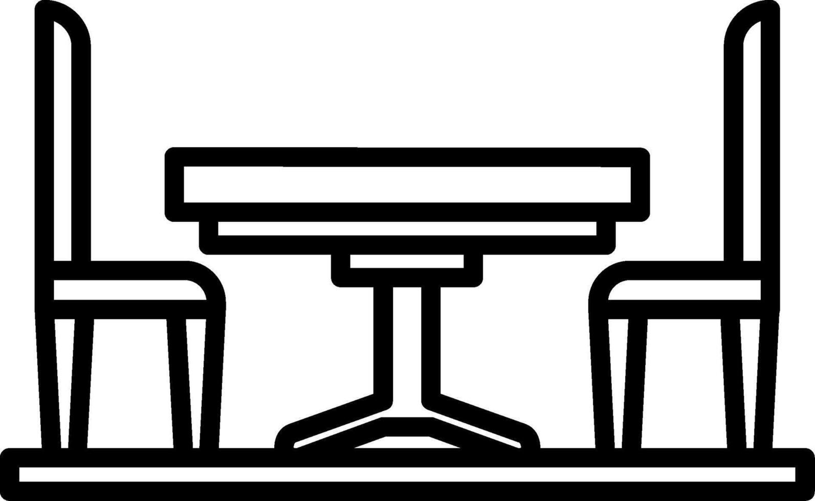 A black and white image of a table and chairs vector