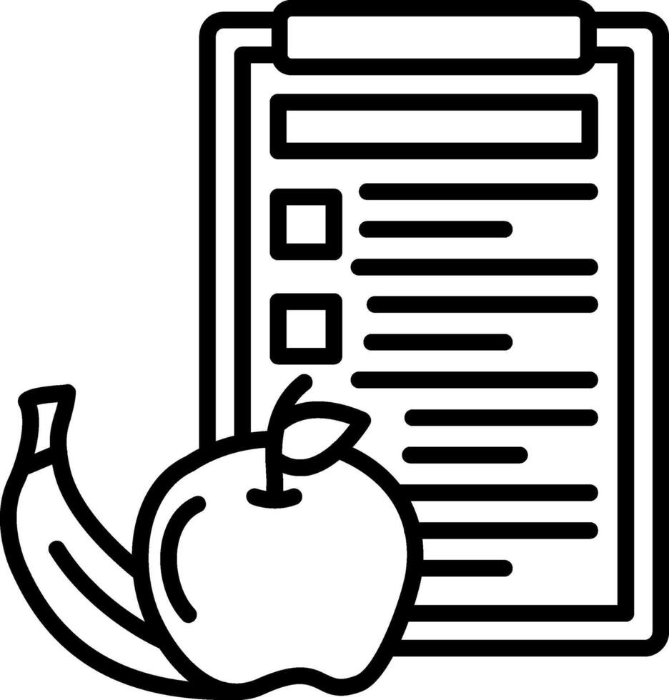 A checklist with an apple and banana vector