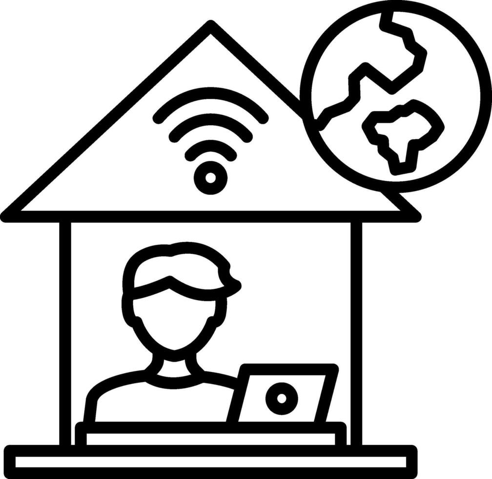 A man is working on his laptop in his house vector