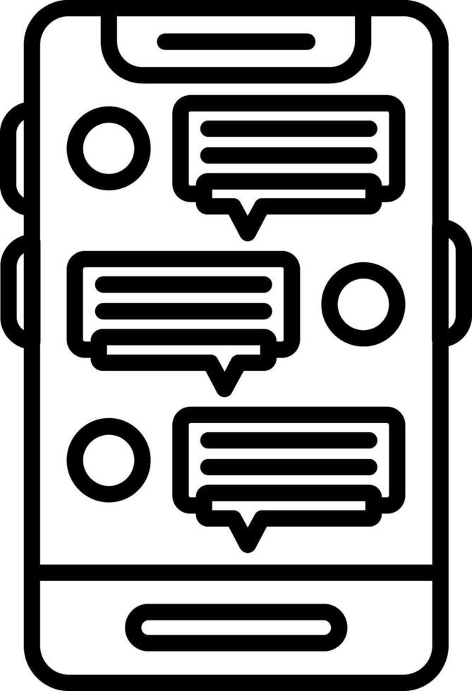 A black and white image of a phone with speech bubbles vector
