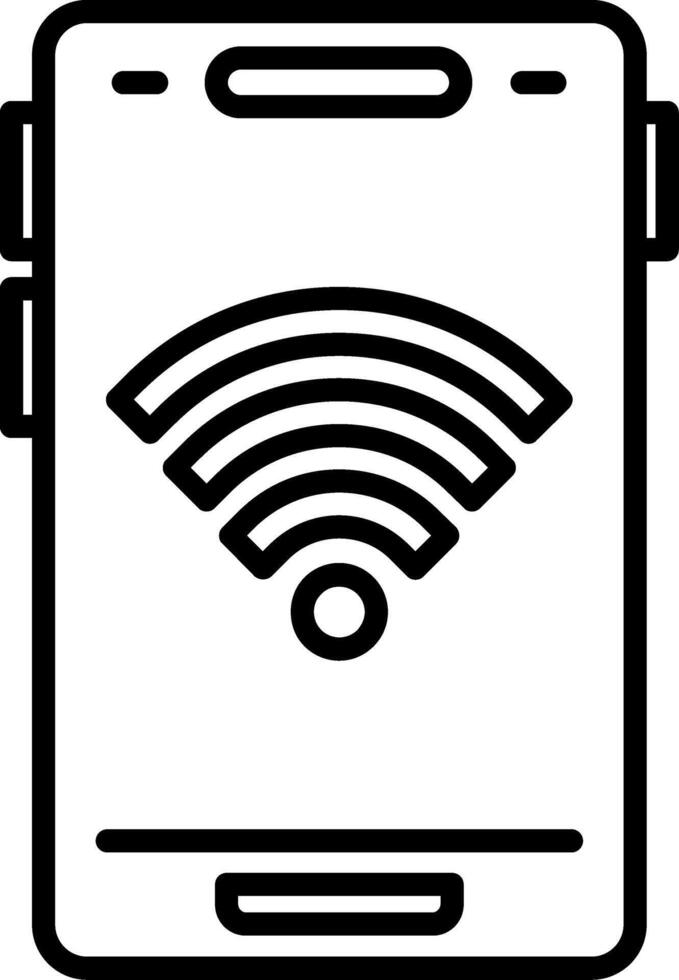 A black and white illustration of a phone with a wifi symbol vector