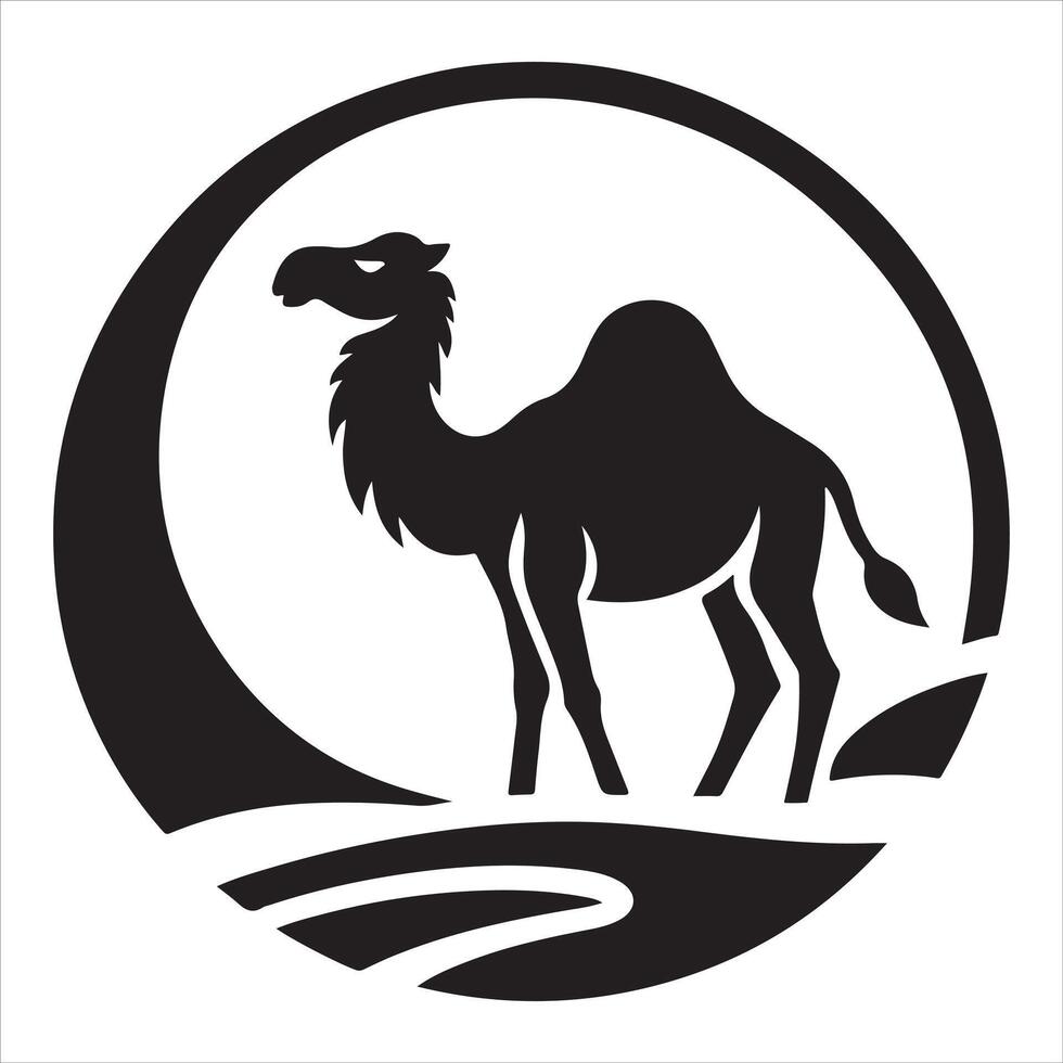 Graphic illustration of the silhouette of an Arabian camel vector