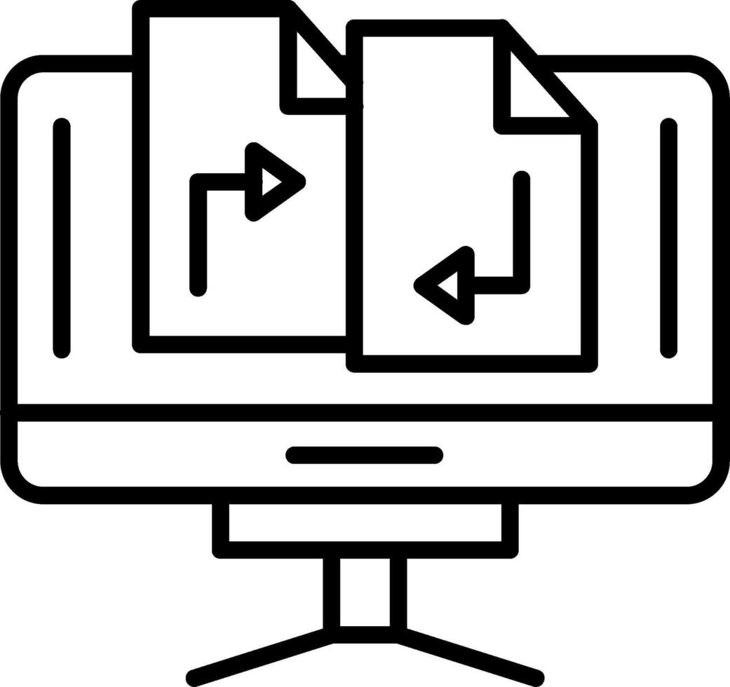A computer monitor with a file folder icon vector