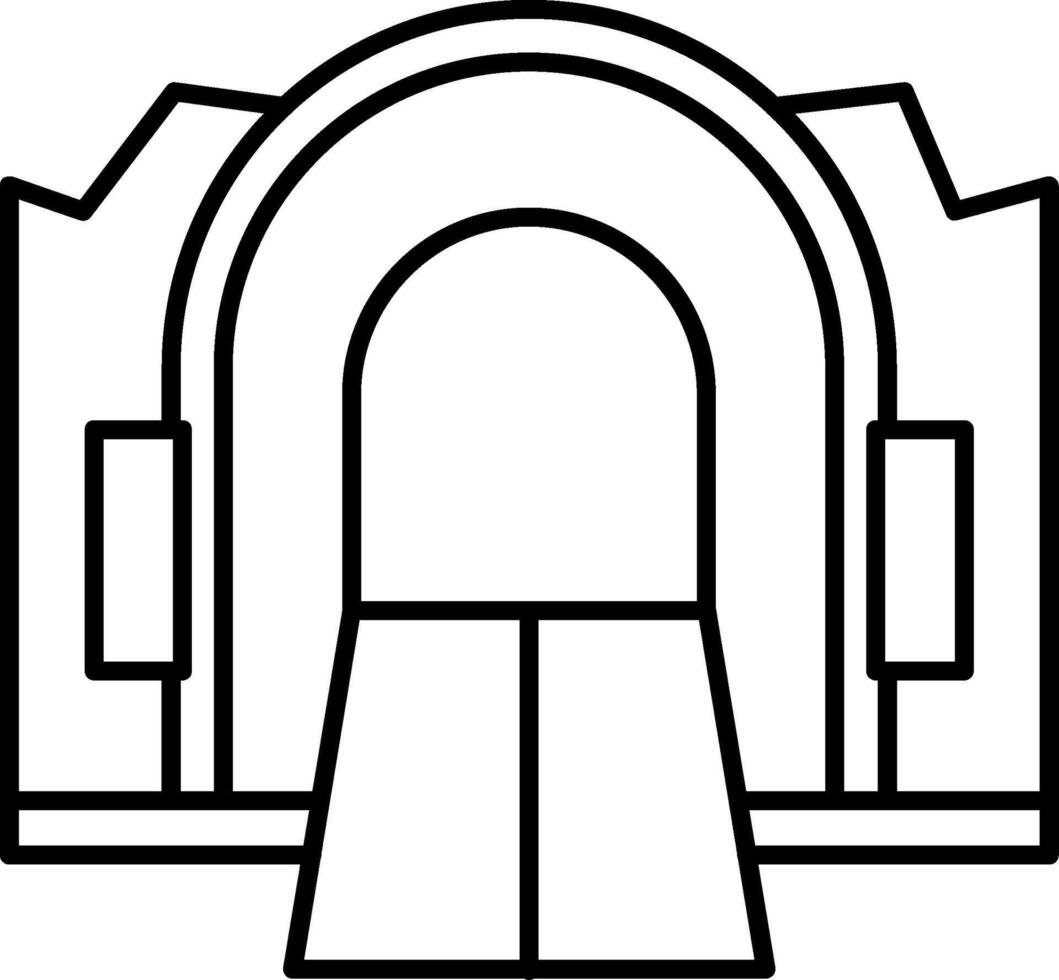 A black and white drawing of a building with a door vector
