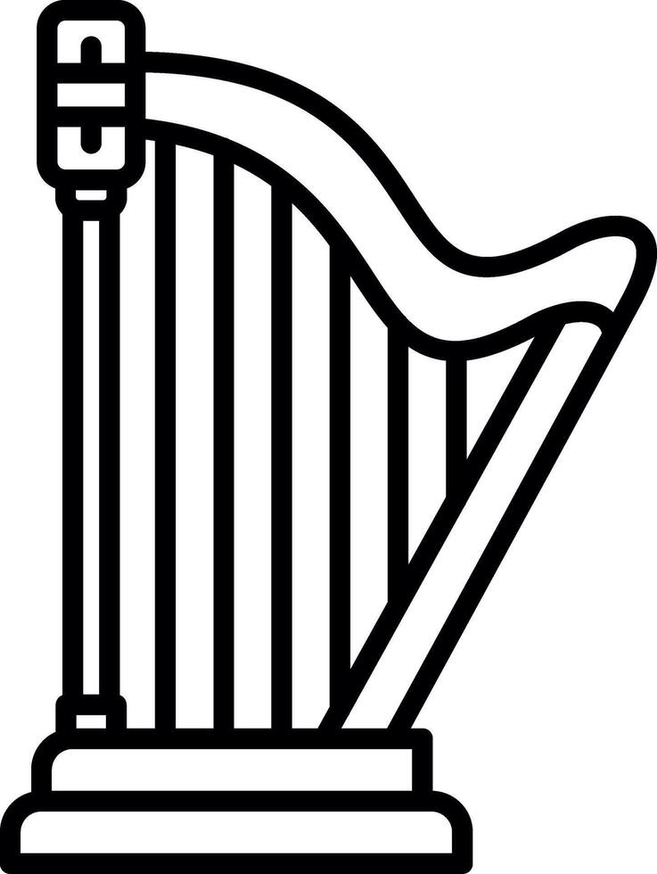 A black and white illustration of a harp vector