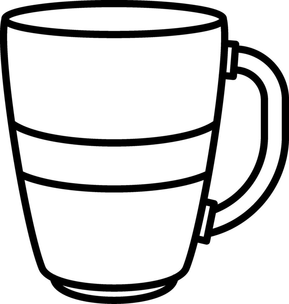 A coffee cup is shown in black and white vector