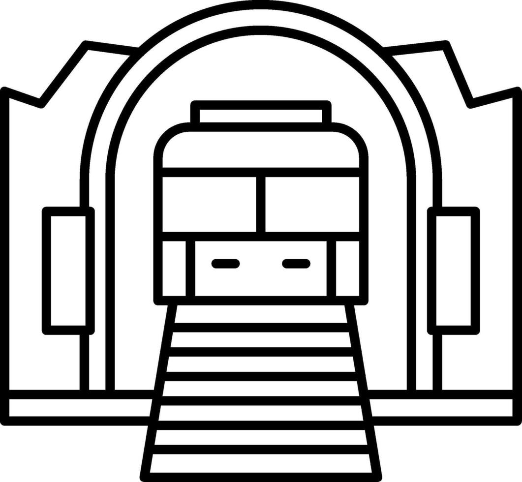 A black and white drawing of a train station vector