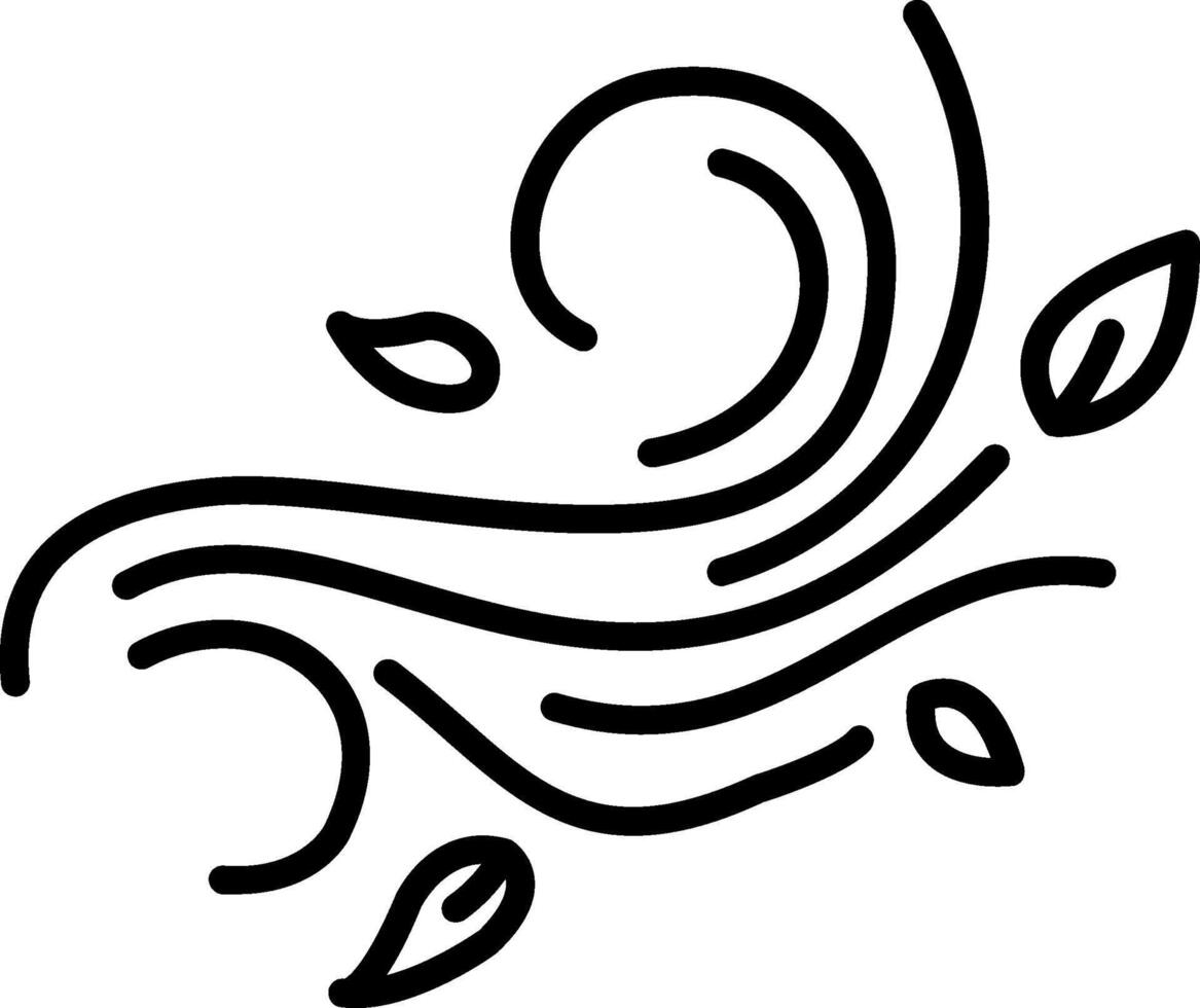 A black and white drawing of a wave with leaves vector