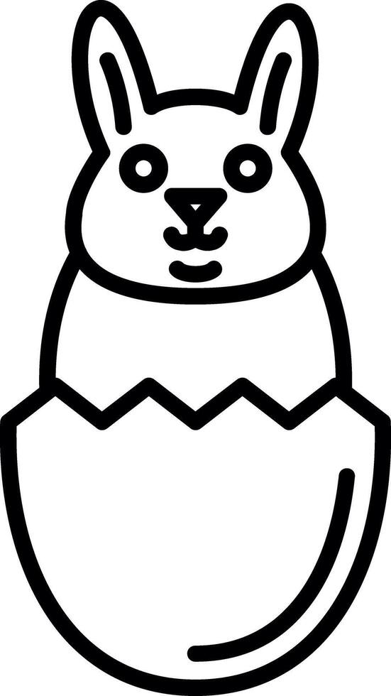 Easter bunny in egg outline vector