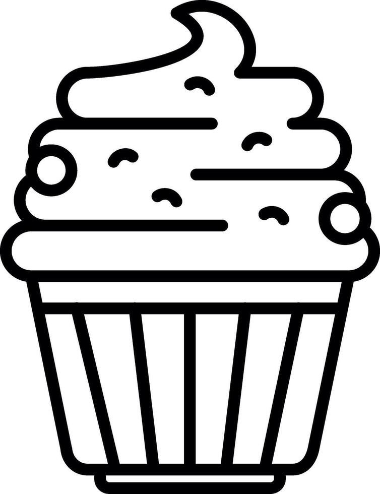 A black and white cupcake icon vector