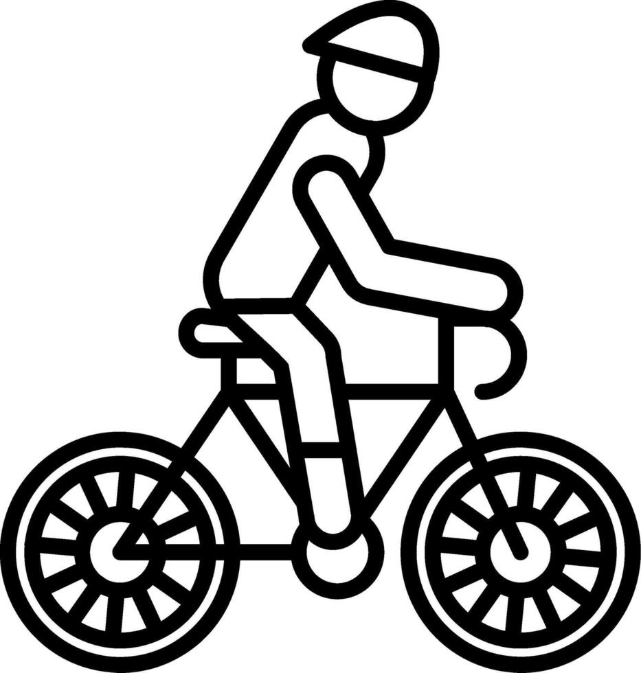 A black and white illustration of a person riding a bike vector