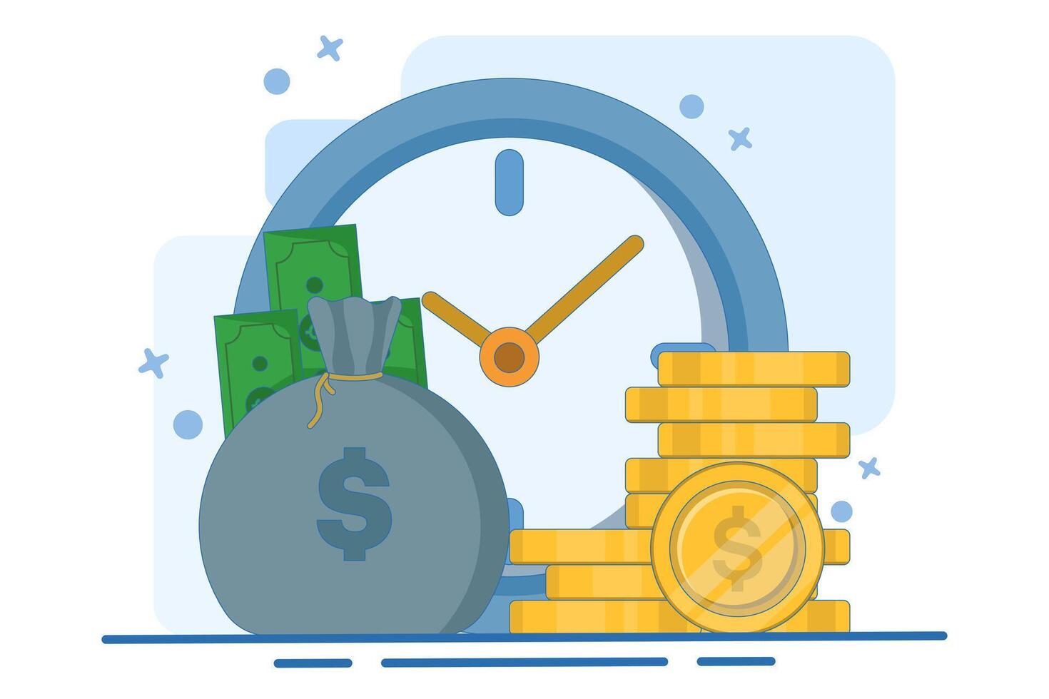 Time management and deadline concept, time is the most important thing for financial success, Business investment, Income, Financial savings. flat illustration. vector