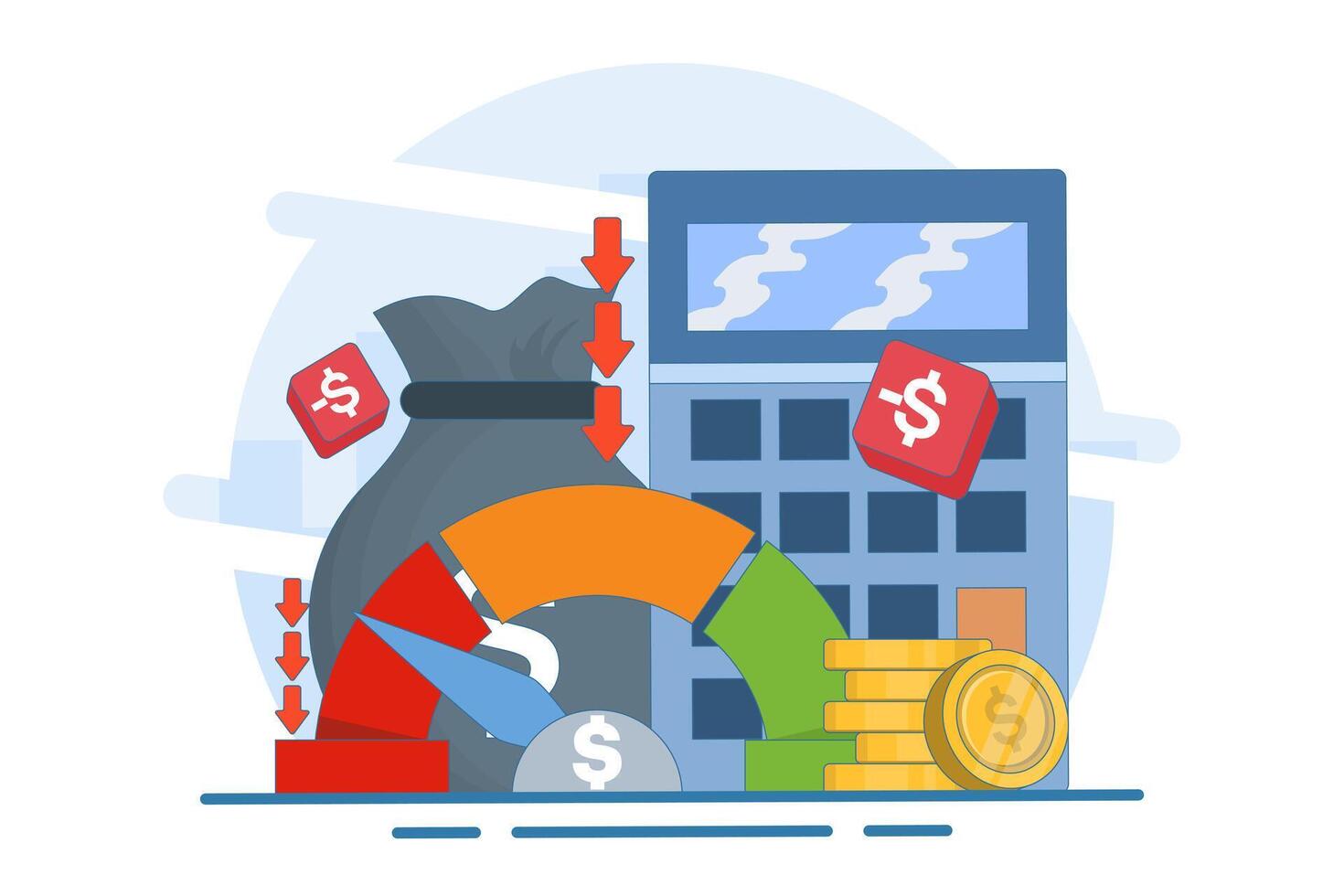Financial crisis, Economic recession, Market crash, Bankruptcy, Corporate debt default, Loss of income, Financial growth and economic downturn, Financial failure. vector