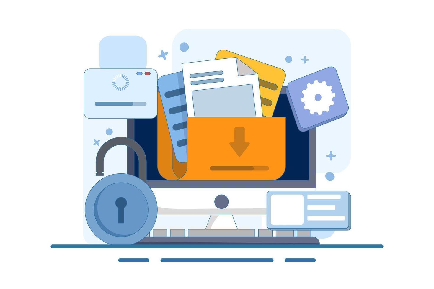 Personal data protection concept, Password protection. Document cybersecurity. Cybersecurity, Internet security or information privacy, Security and safety of personal information. vector