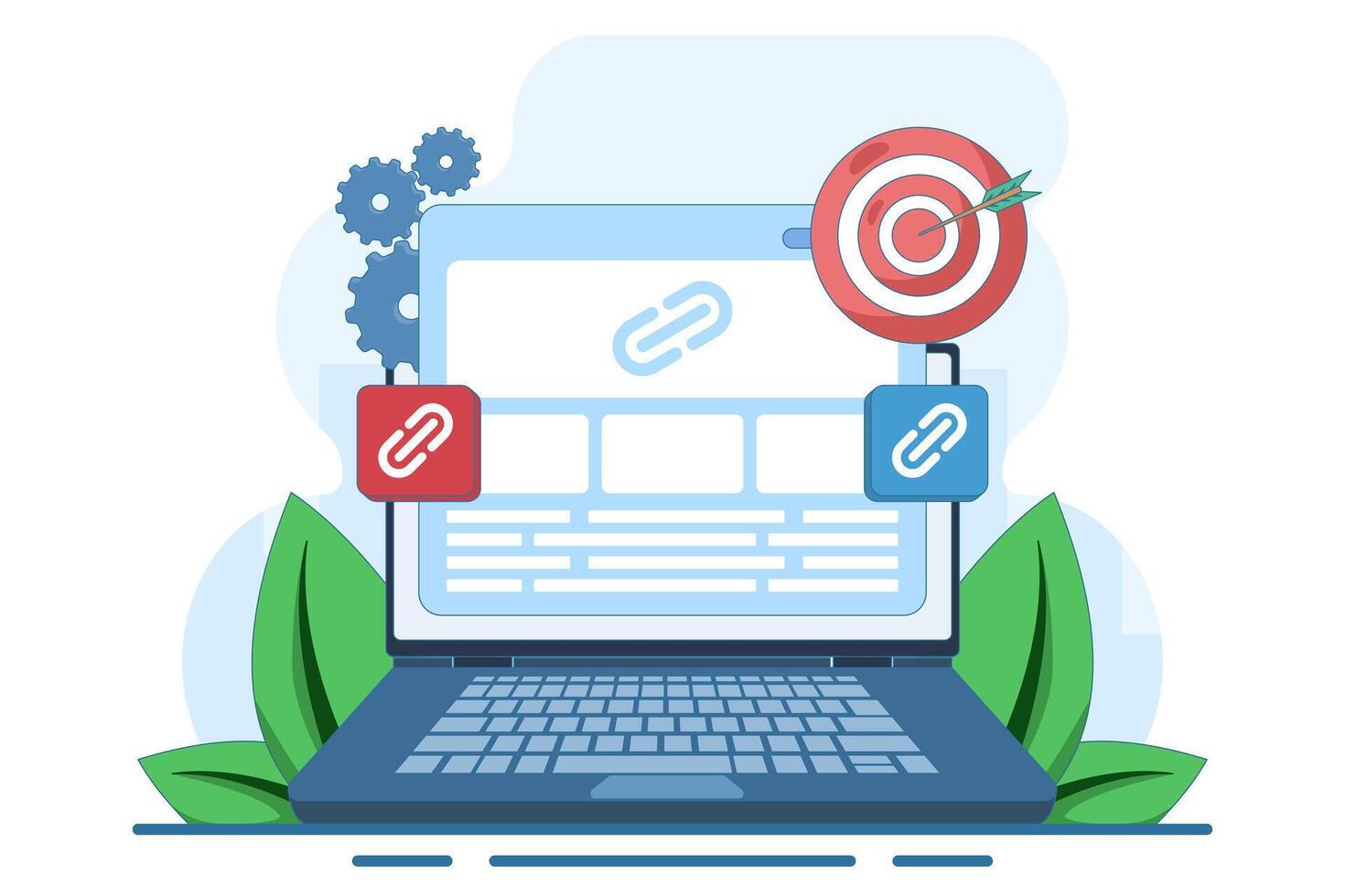link management concept, search engine optimization, tiered link building, SEO optimization, search engine ranking development, getting links from multiple sources. flat illustration. vector